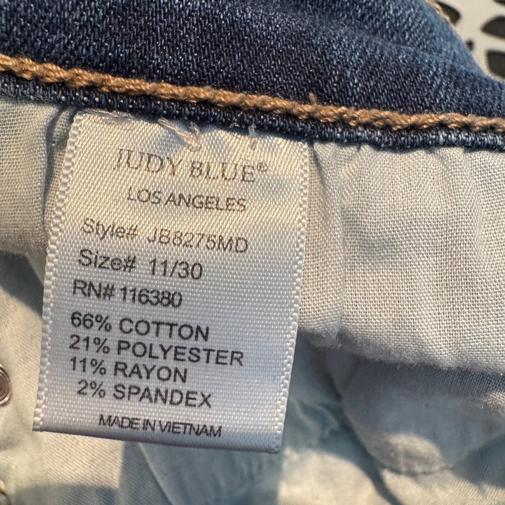 Judy Blue Distressed Boyfriend Jeans Women's Size 11 High Rise Stretch Preppy - Picture 5 of 8